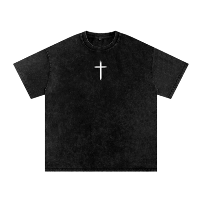 Fear not / Snow Washed Oversized Cotton T-Shirt