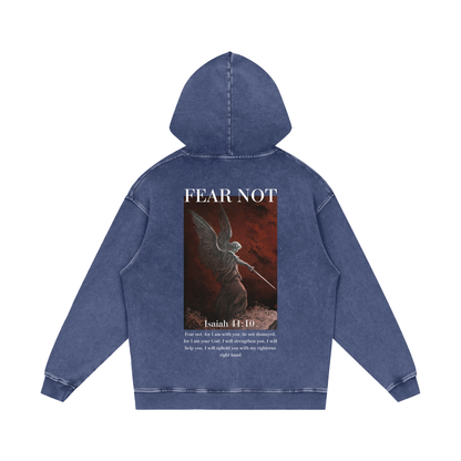 Fear not / Snow Washed Loose Cotton Hoodie