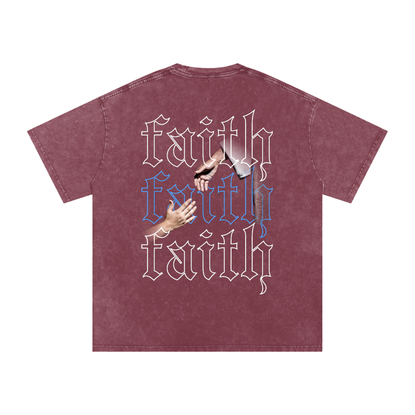 Faith / Snow Washed Oversized Cotton T-Shirt