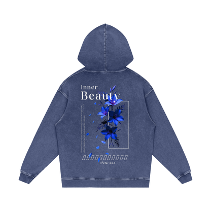 Snow Washed Loose Cotton Hoodie