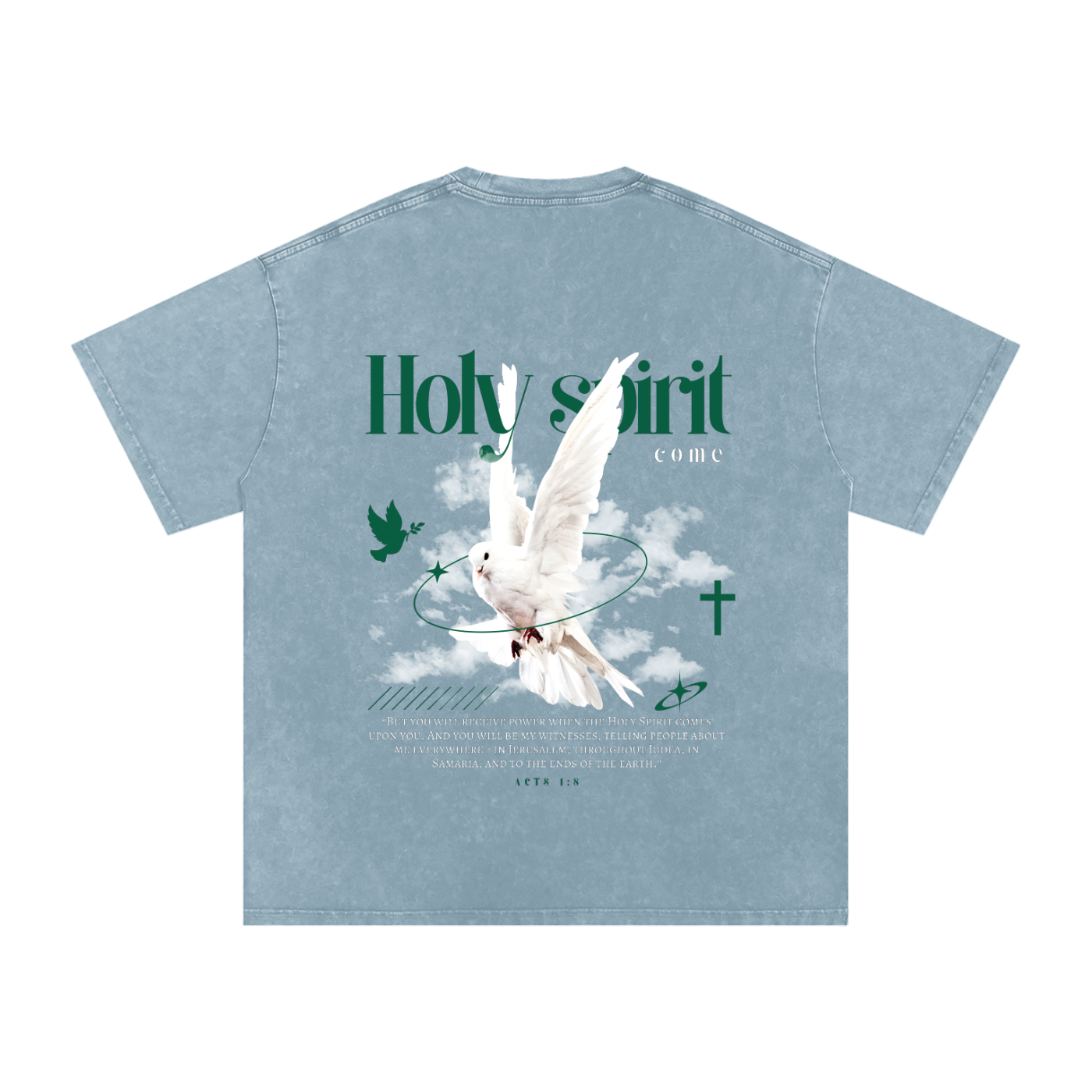 Holy Spirit come / Snow Washed Oversized Cotton T-Shirt