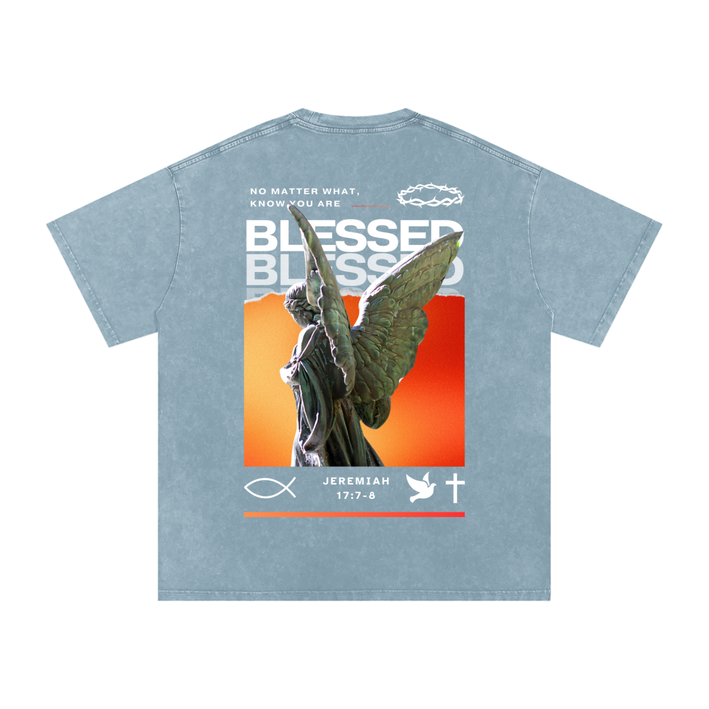 Know you are blessed / Snow Washed Oversized Cotton T-Shirt