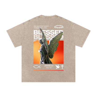 Know you are blessed / Snow Washed Oversized Cotton T-Shirt