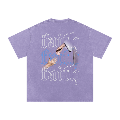 Faith / Snow Washed Oversized Cotton T-Shirt
