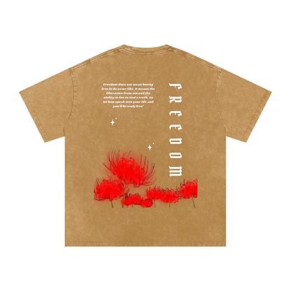 Freedom / Snow Washed Oversized Cotton T-Shirt
