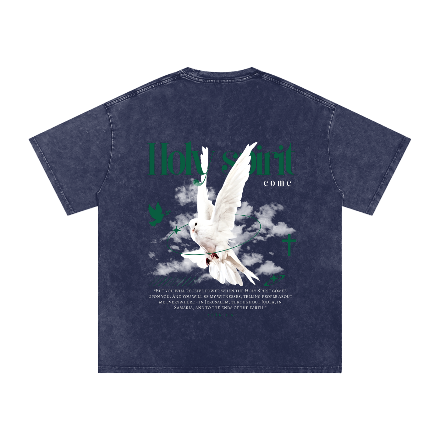 Holy Spirit come / Snow Washed Oversized Cotton T-Shirt