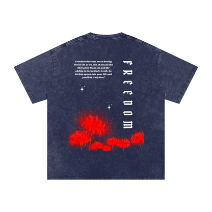 Freedom / Snow Washed Oversized Cotton T-Shirt