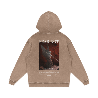 Fear not / Snow Washed Loose Cotton Hoodie