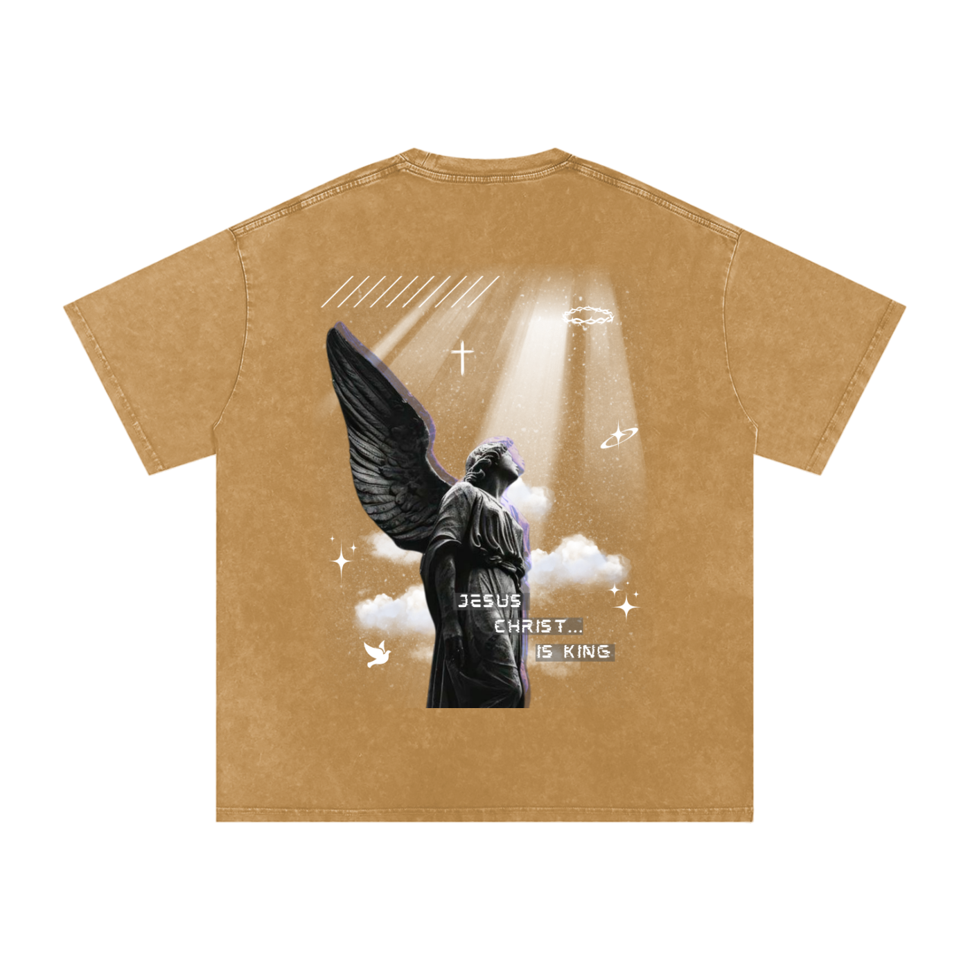 Jesus Christ is king / Snow Washed Oversized Cotton T-Shirt