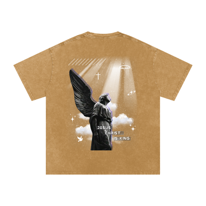 Jesus Christ is king / Snow Washed Oversized Cotton T-Shirt