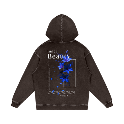 Snow Washed Loose Cotton Hoodie