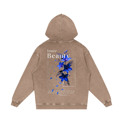 Snow Washed Loose Cotton Hoodie