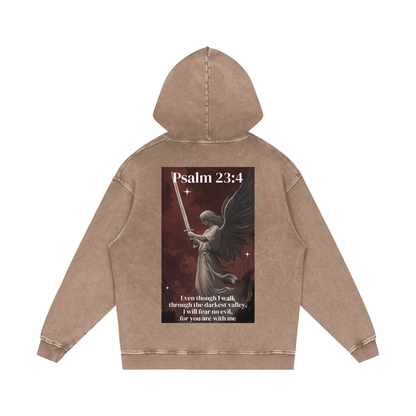 Î will fear no evil / Snow Washed Loose Cotton Hoodie