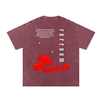 Freedom / Snow Washed Oversized Cotton T-Shirt