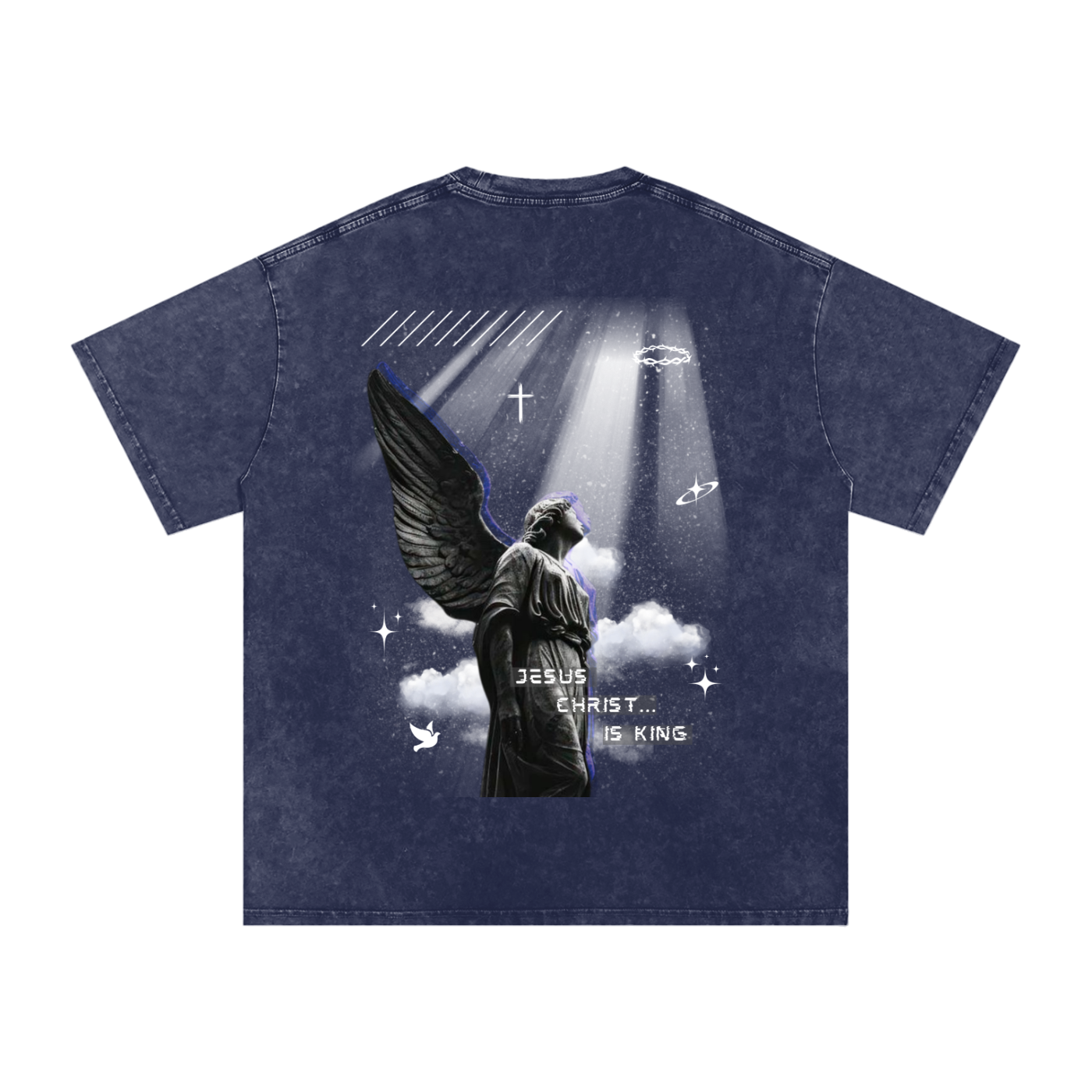 Jesus Christ is king / Snow Washed Oversized Cotton T-Shirt