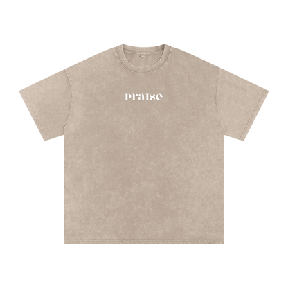Glorify his name / Snow Washed Oversized Cotton T-Shirt