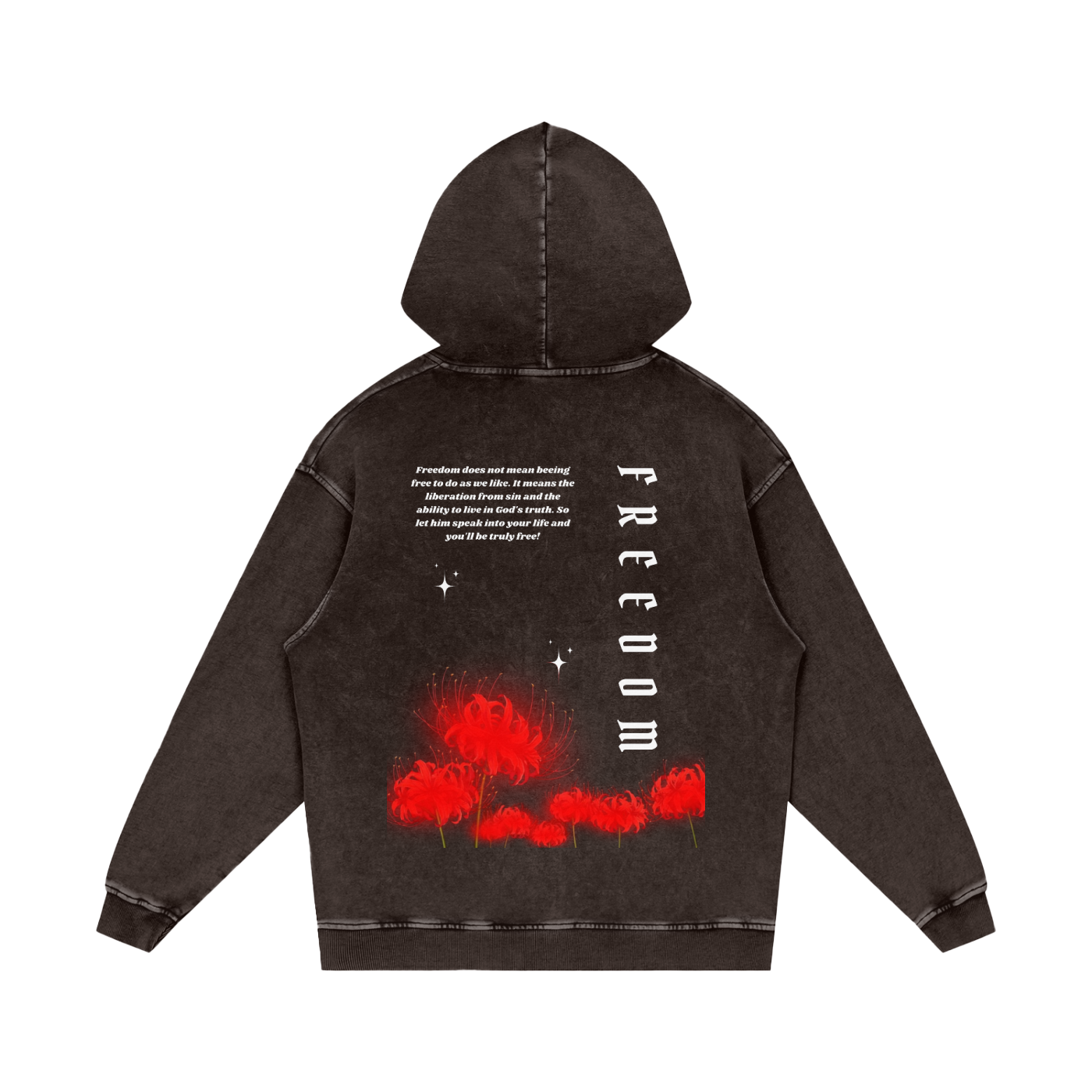 Freedom / Snow Washed Loose Cotton Hoodie
