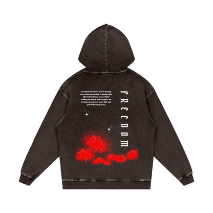 Freedom / Snow Washed Loose Cotton Hoodie