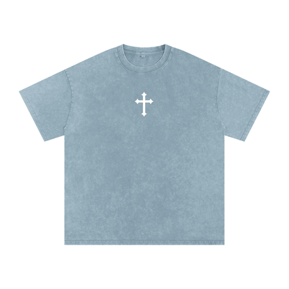 Faith / Snow Washed Oversized Cotton T-Shirt
