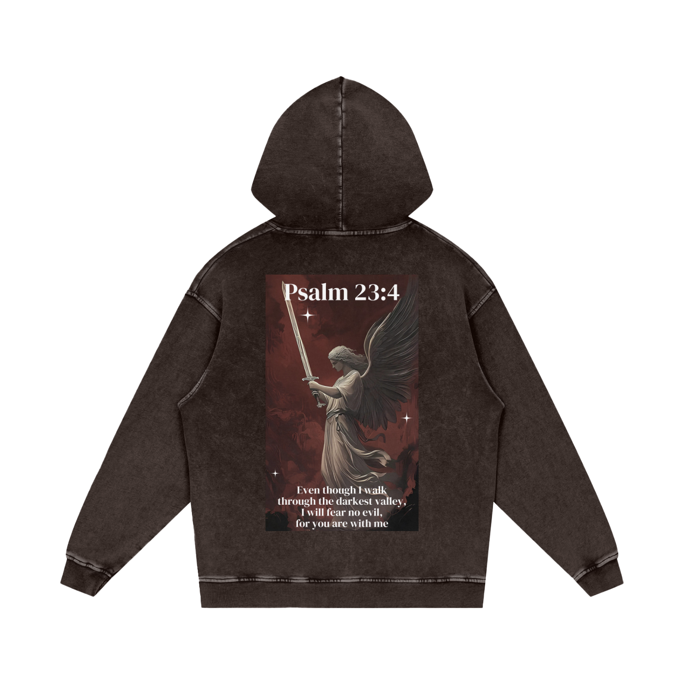 Î will fear no evil / Snow Washed Loose Cotton Hoodie