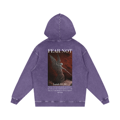 Fear not / Snow Washed Loose Cotton Hoodie