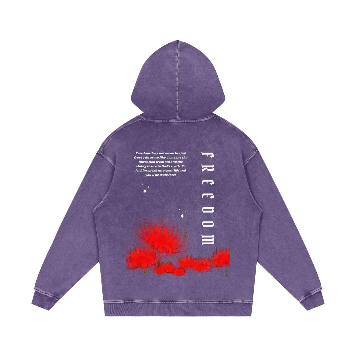 Freedom / Snow Washed Loose Cotton Hoodie