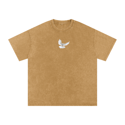 Holy Spirit come / Snow Washed Oversized Cotton T-Shirt