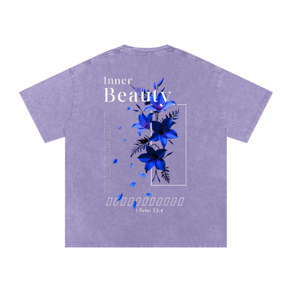 Snow Washed Oversized Cotton T-Shirt