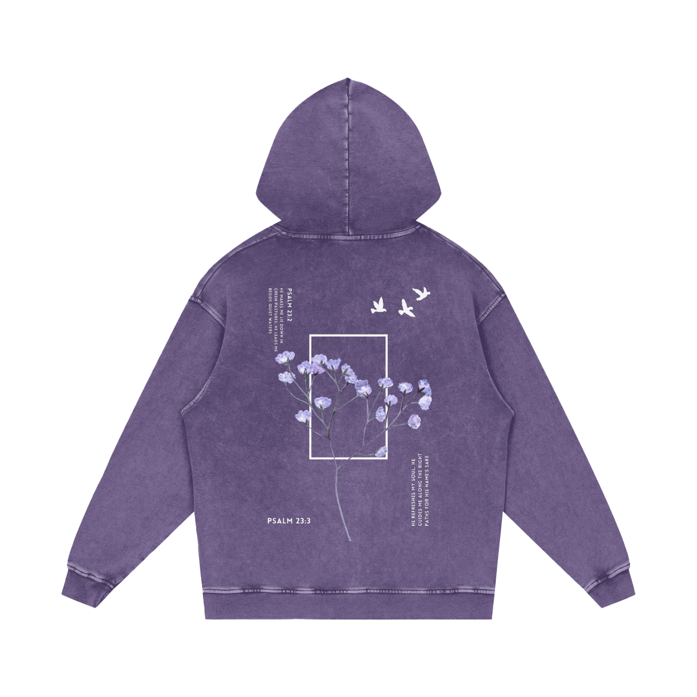 Psalm 23 / Snow Washed Loose Cotton Hoodie
