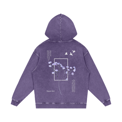 Psalm 23 / Snow Washed Loose Cotton Hoodie