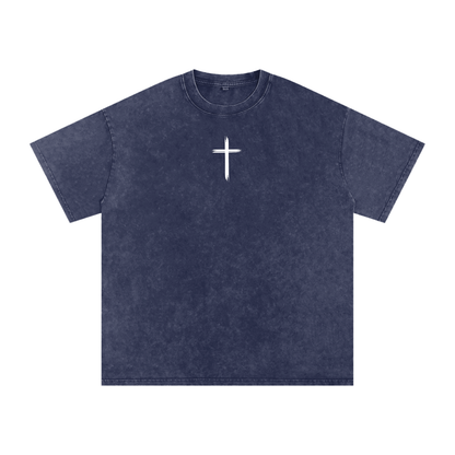 Fear not / Snow Washed Oversized Cotton T-Shirt