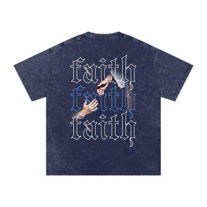 Faith / Snow Washed Oversized Cotton T-Shirt